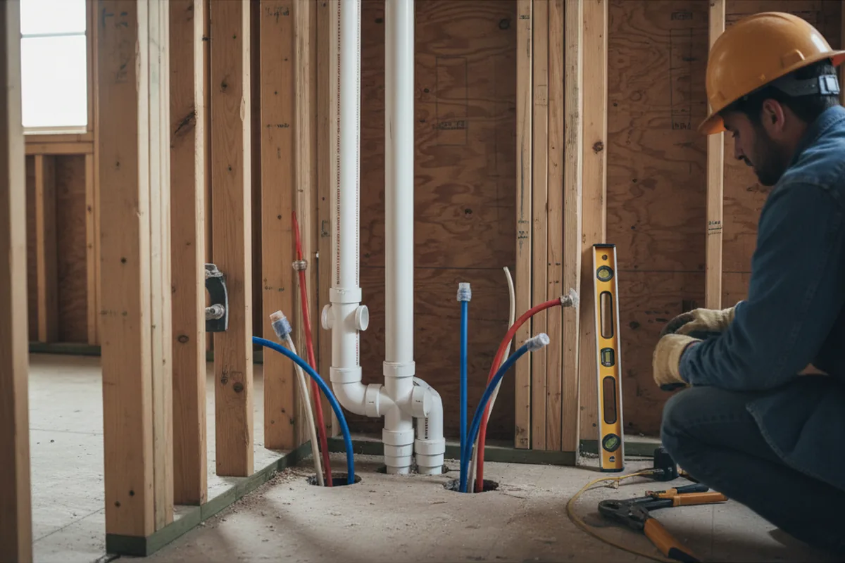 Drain and supply rough-in during Leak Detection in Andreas