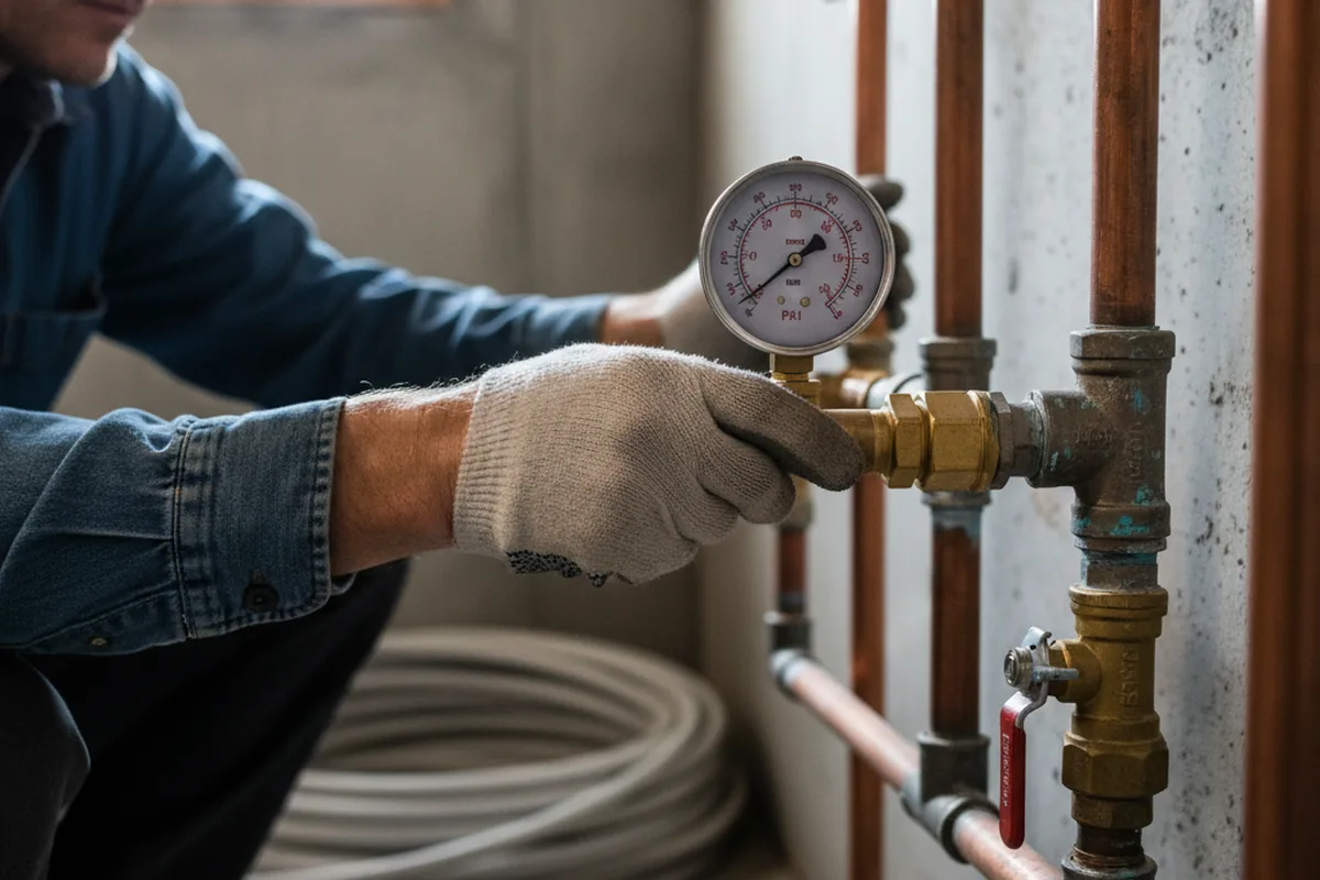 Pressure testing a repaired line during Water Line Repair in Andreas